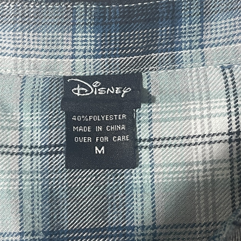 Disney "Take Me To Never Land"Blue Button Down Flannel Shirt Womens Size Medium - Picture 5 of 6